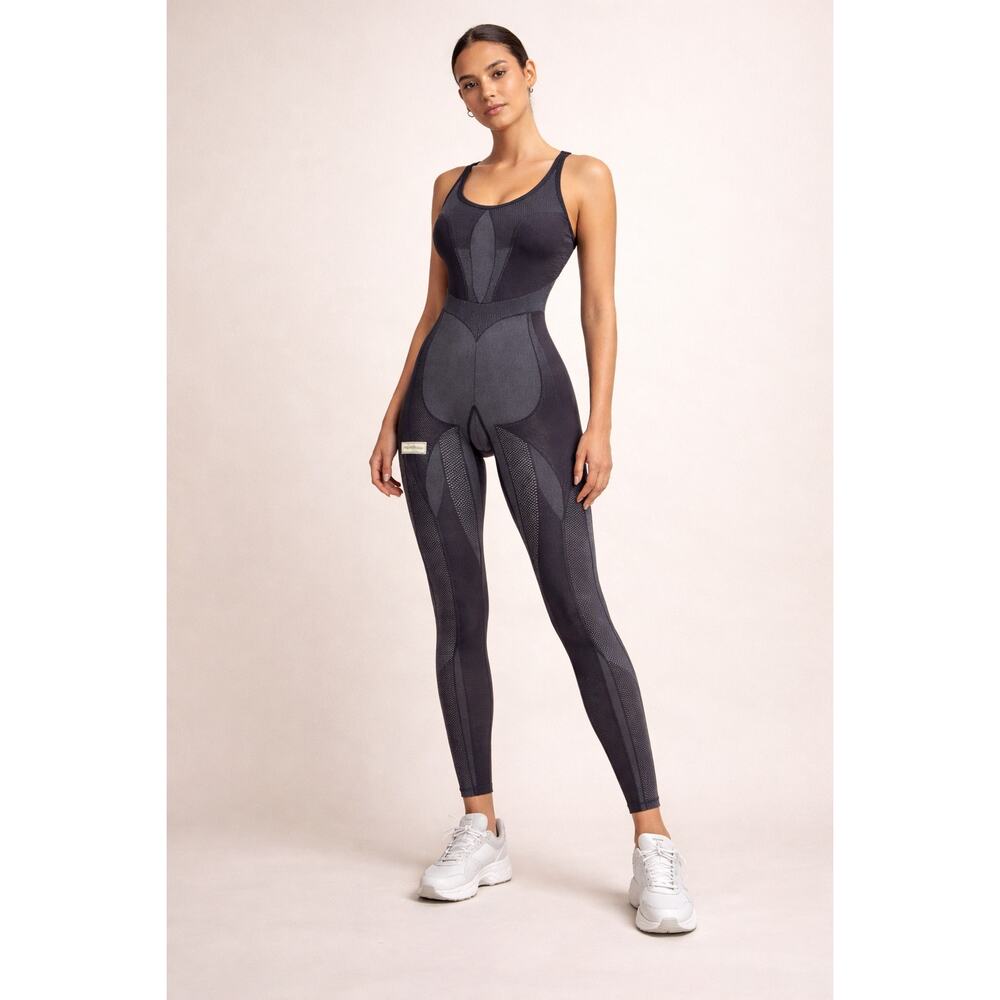 The Giving Movement Contrast Seamless Jumpsuit Black Yoga Second Skin Womens S